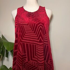 Red Geometric Pattern Sleeveless Dress